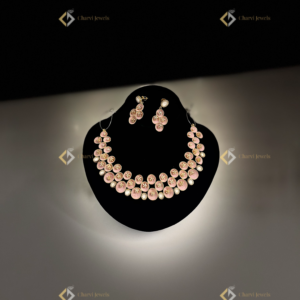 Blossom Enamel Gold Necklace with Earrings - Top-rated bridal jewellery showrooms near me in Coimbatore