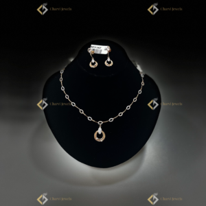Circle Diamond Gold Necklace with Earrings - Where to buy unique diamond wedding sets near me