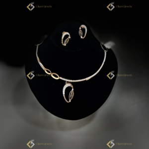 Delicate Loop Gold Necklace with Earrings - Best place for custom wedding jewellery near me in Coimbatore