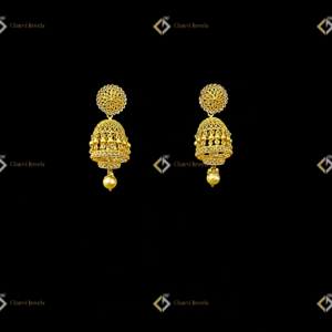 Filigree Dome Gold Pearl Earring - Best place for custom wedding jewellery near me in Coimbatore