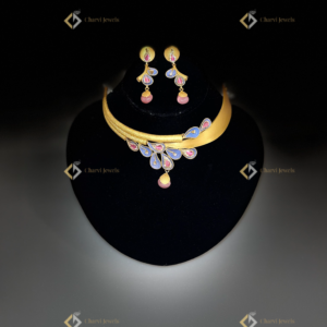 Floral Teardrop Gold Necklace with Earrings - Where to buy unique diamond wedding sets near me