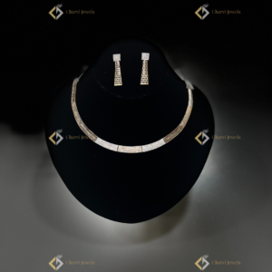 Geometric Radiance Gold Necklace with Earrings - Top-rated gold jewellery showroom near me in RS Puram