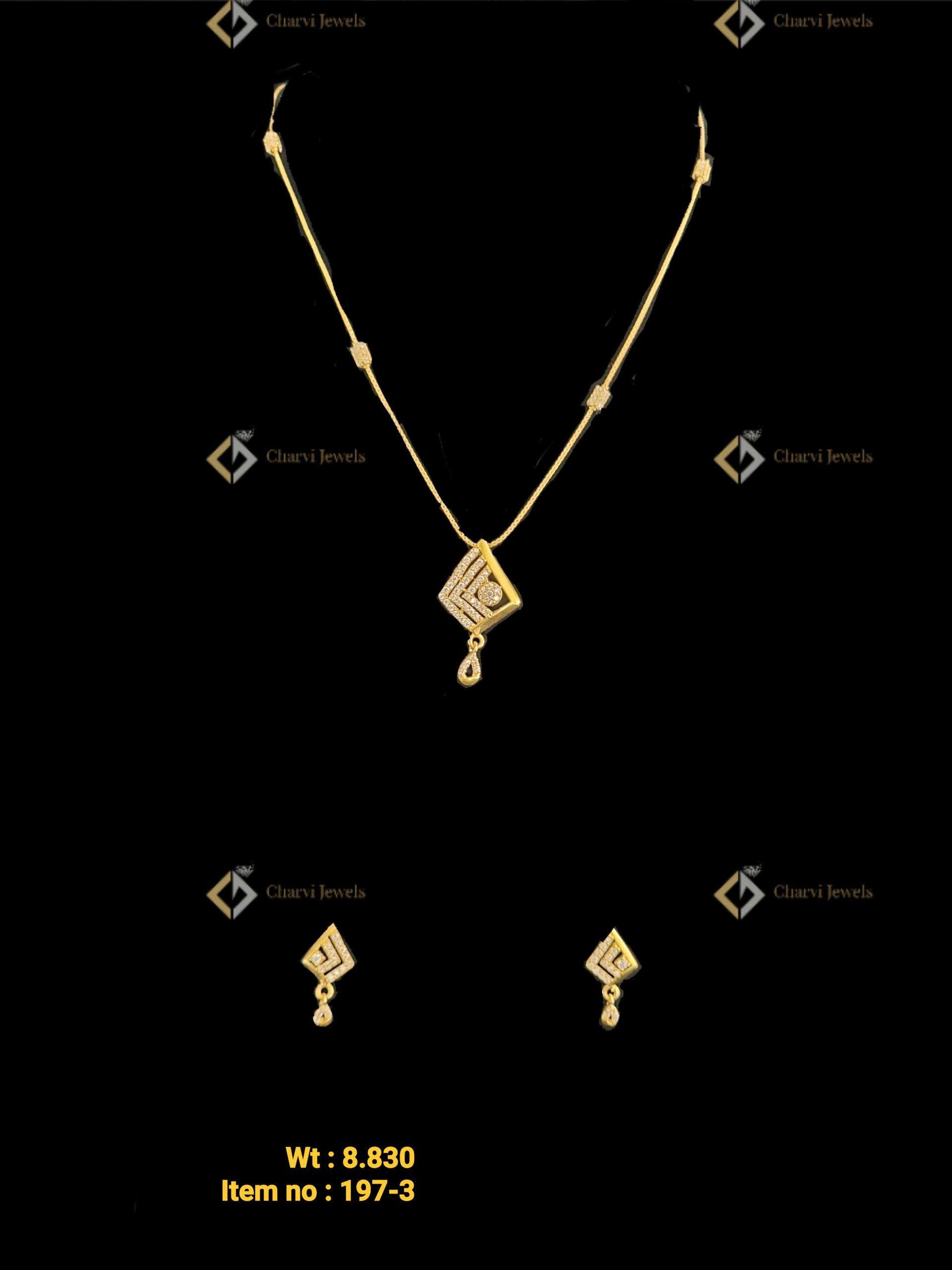 Golden Crescent Floral Necklace with Earrings - Luxury bridal jewellery store Coimbatore (RS Puram)