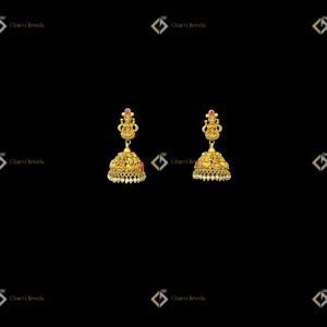 Lakshmi Deity Gold Jhumka Earring - Top-rated bridal jewellery showrooms near me in Coimbatore