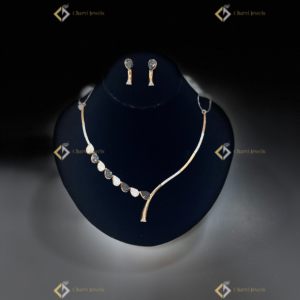 Asymmetrical Teardrop Necklace with Earrings - Bridal jewellery consultation near me in RS Puram Coimbatore