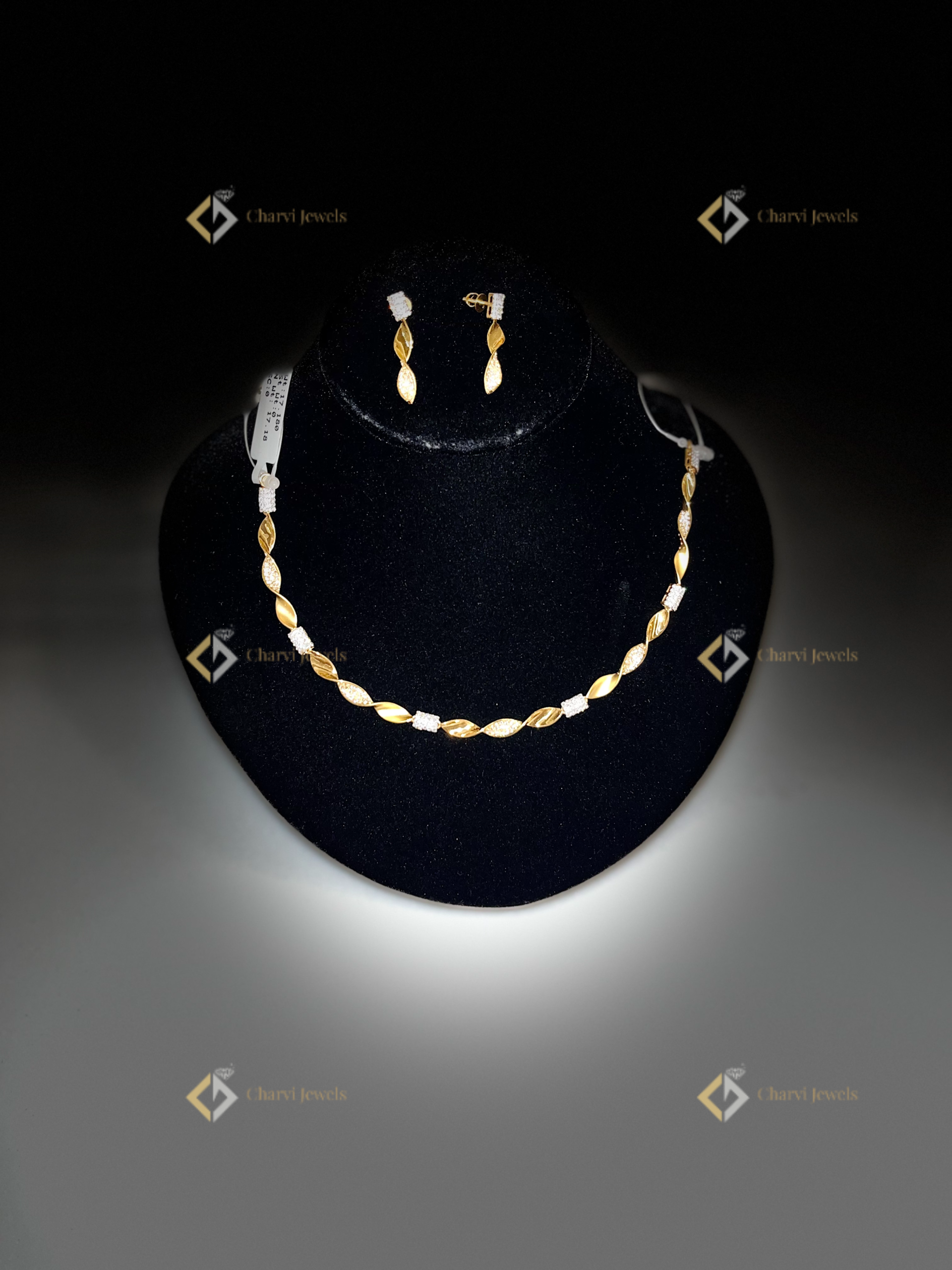 Delicate Diamond Spiral Necklace with Earrings - Bridal jewellery consultation near me in RS Puram Coimbatore