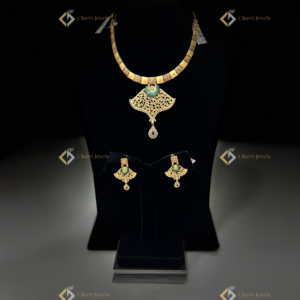 Filigree Fan Gold Necklace with Earrings - Bridal jewellery consultation near me in RS Puram Coimbatore