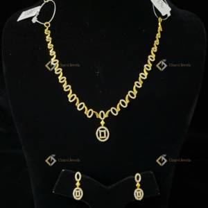 Geometric Link Necklace with Earrings - Contemporary wedding jewellery collections in Coimbatore