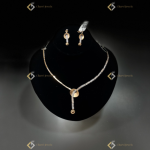 Golden Disc Diamond Necklace with Earringss - Best wedding jewellery shop near me in RS Puram Coimbatore