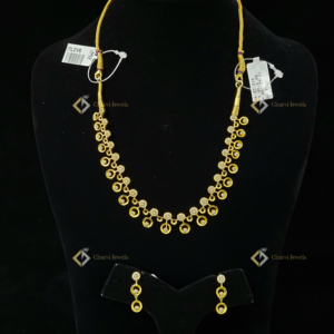 Golden Stone Hoop Necklace with Earrings - Top-rated bridal jewellery showrooms near me in Coimbatore